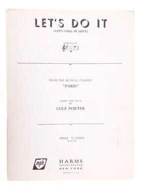 Vintage Let's Do It Fall In Love Sheet Music Cole Porter 1954 Paris Broadway